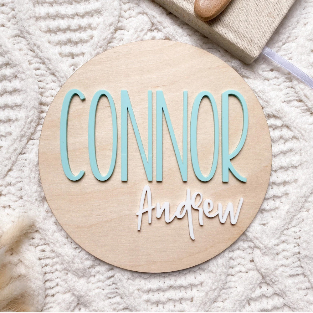 Baby Products Decoration - Personalisiertes Geburtsankündigungsschild – Babynamenschild aus Holz