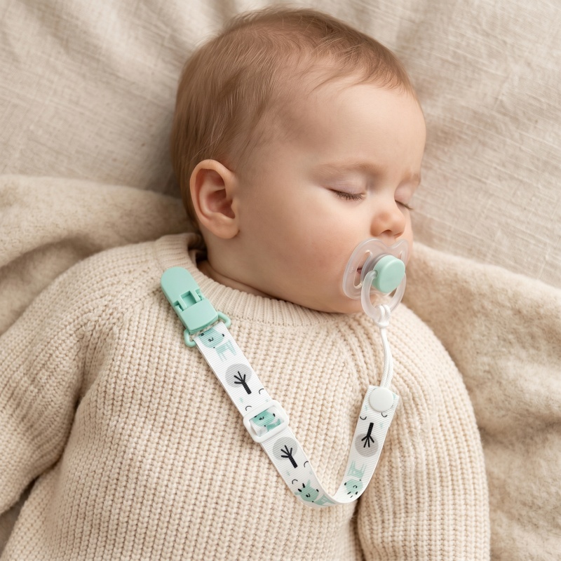 Baby Pacifier Clip - Feste Knopf-Schnullerketten mit Band, Anti-Verlust-Schnullerhalter, Schnullerband