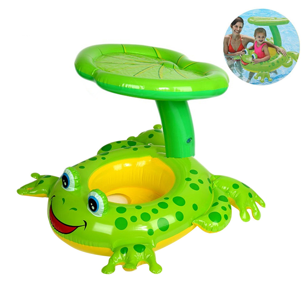 Baby Swimming Floater - Baby-Schwimmring mit Sonnendach 119x79cm Kinder-Schwimmbad-Zubehör Kinder-Schwimmring