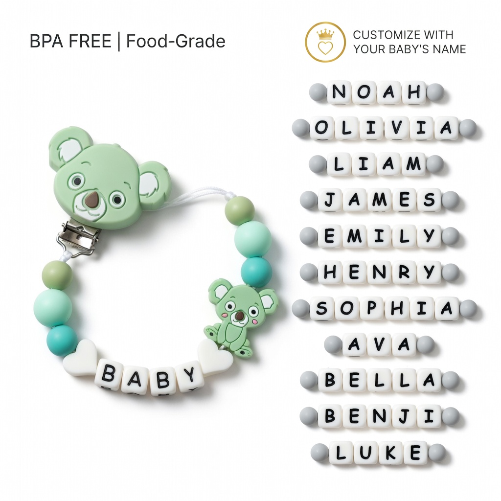 Baby Pacifier Clip - Silikon-Schnullerkette mit Personalisiertem Namen, BPA-freier Babyberuhiger,