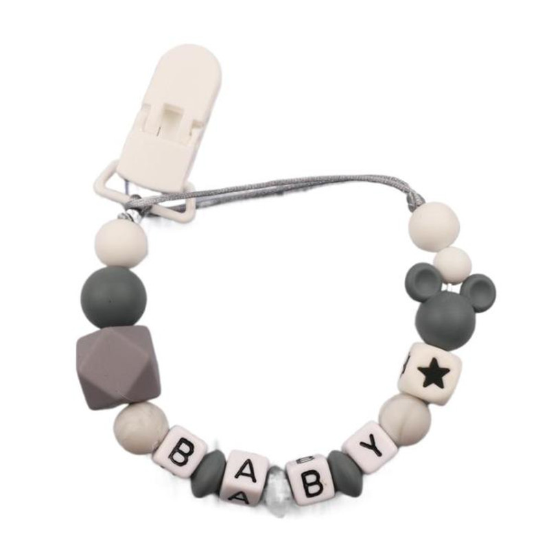 Baby Pacifier Clip - Baby Personalisierte Name Silikon Schnuller Clip